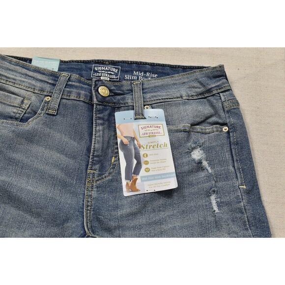 NEW Levi Strauss Signature Mid-Rise Slim Boyfriend Jeans Size 4 W27 - Picture 7 of 8